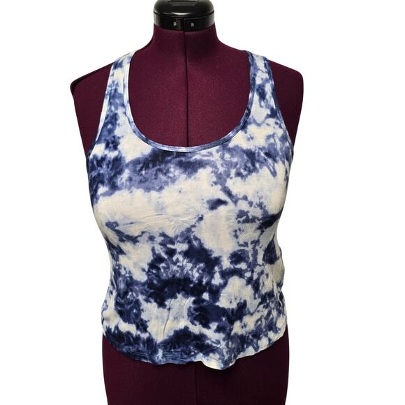 Women's Hollister Blue Tie-Dye Cutout Back Crop Tank Top | Size Small - Picture 1 of 9